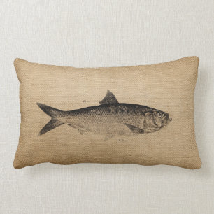 Coussin Rectangle Grands poissons de toile de jute