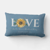 Coussin Rectangle Grange en bois bleu poussiéreux, tournesol doré Ma (Verso)