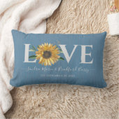 Coussin Rectangle Grange en bois bleu poussiéreux, tournesol doré Ma (Couverture)