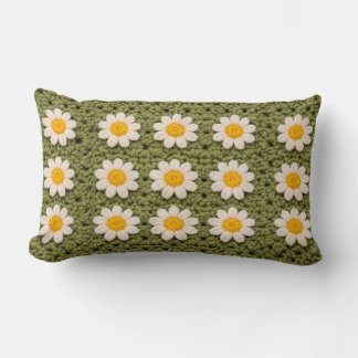 Coussin Rectangle Granny Daisy Aestethic Croche Pattern Floral Retro