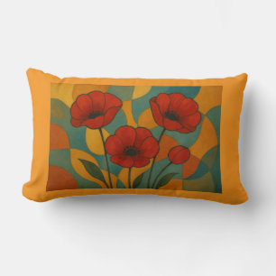 Coussin Rectangle Gras Pépites rouges - Art Floral Abstrait moderne