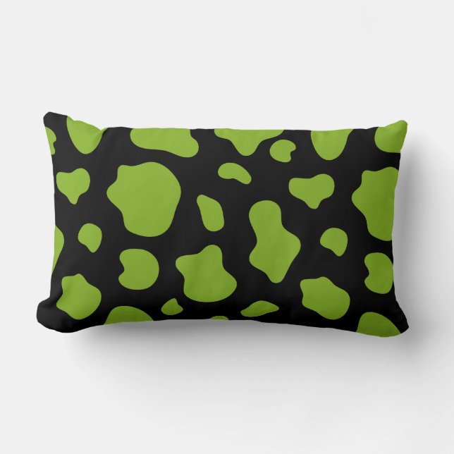 Coussin Rectangle Green And Black Cow Print Decorative Pillow (Recto)