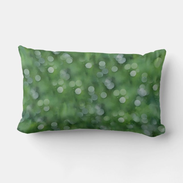 Coussin Rectangle Green Light Bubbles Bokeh Style Art (Verso)