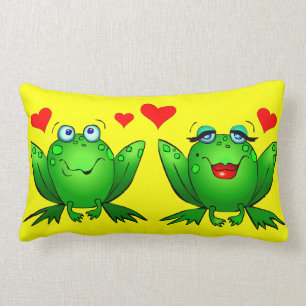 Coussin Rectangle Grenouilles de dessin animé mignonnes Cœurs Coloré