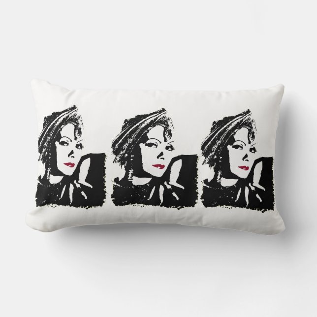 Coussin Rectangle Greta en noir et blanc Lumbar Cushion (Recto)