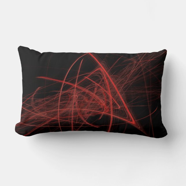 Coussin Rectangle Griffonnages rouges sur le noir (Recto)