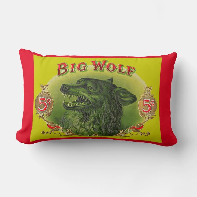 Coussin Rectangle Grille étiquette à cigares Big Wolf (Recto)