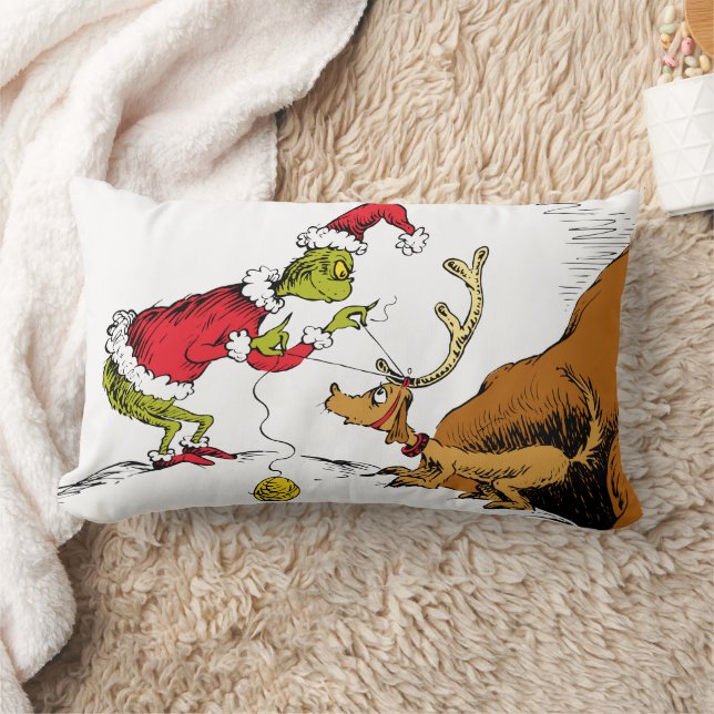Coussin Rectangle Grinch Prepares Max the Reindeer (Couverture)