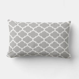Coussin Rectangle Gris Blanc Motif de Trésaille Quatrefeuille Maroca