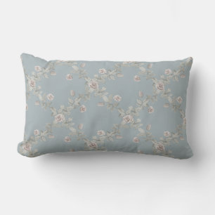 Coussin Rectangle Gris Bleu Taupe Rose Treillis Motif