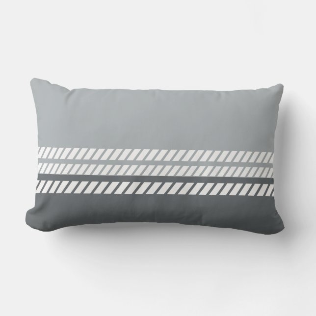 Coussin Rectangle Gris colombe classique & Gris foncé avec rayures  (Recto)