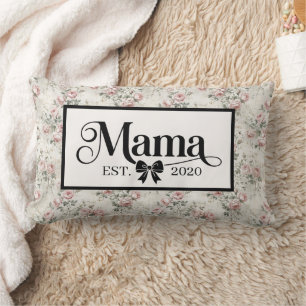 Coussin Rectangle Gris Floral Vintage Cadeau Personnalisé pour Maman