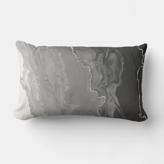Coussin Rectangle Gris Gradient Ombre Couleur Argent Lignes métalliq (Recto)