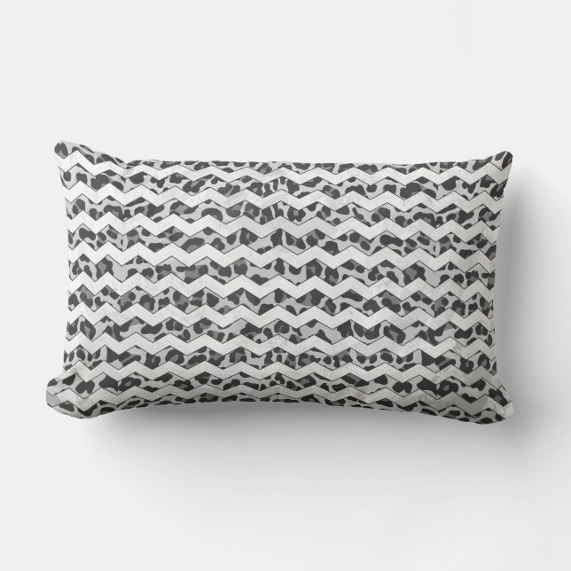 Coussin Rectangle Gris léopard Chevron et gris clair (Recto)