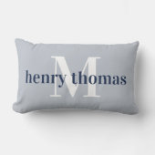 Coussin Rectangle Gris & Nuit | Prénom et Monogramme pour la Nurseri (Recto)
