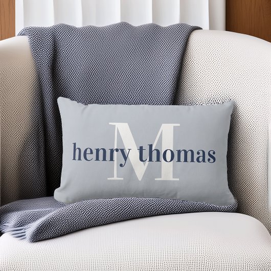 Coussin Rectangle Gris & Nuit | Prénom et Monogramme pour la Nurseri