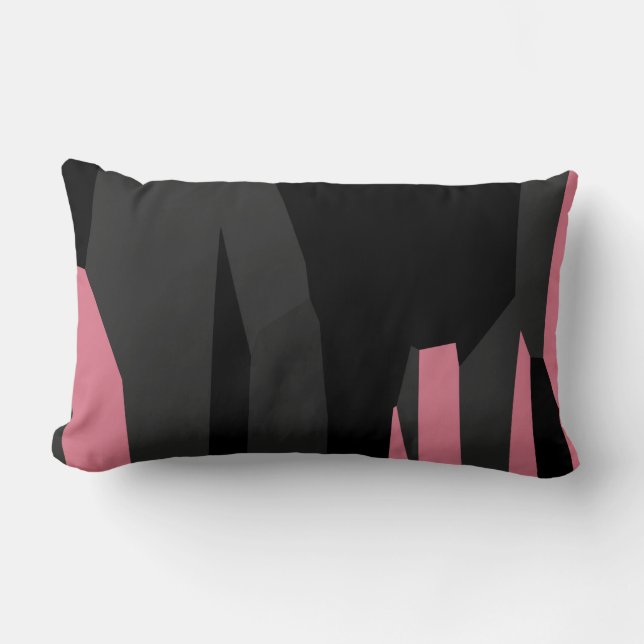 Coussin Rectangle gris rose et noir abstrait (Recto)