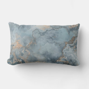 Coussin Rectangle Gris Taupe Bleu Poussiéreux Marbré Contemporain