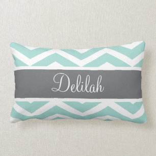 Coussin Rectangle Gris turquoise Chevron personnalisé