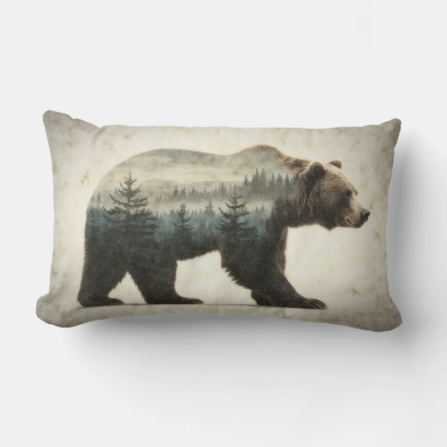 Coussin Rectangle Grizzly Oear Wilderness Art (Recto)