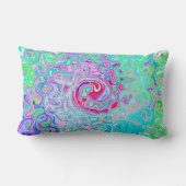 Coussin Rectangle Groovy Abstrait Rétro Tourbillon Rose et Vert (Verso)