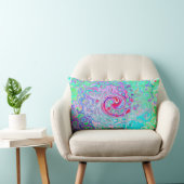 Coussin Rectangle Groovy Abstrait Rétro Tourbillon Rose et Vert (Chaise)