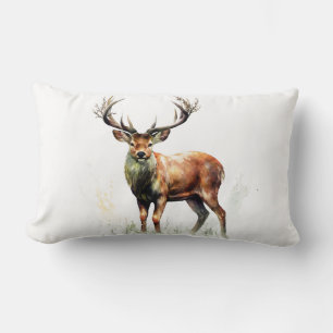 Coussin Rectangle Gros Cerf Rendu Blanc Solide