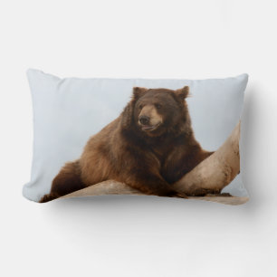 Coussin Rectangle Gros ours Brown sur un journal