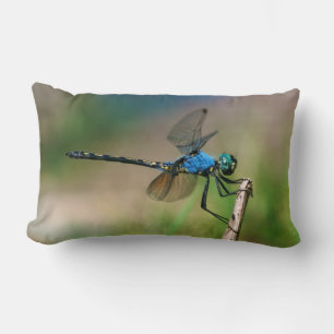 Coussin Rectangle Gros Plan D'Un Dragon Bleu Sur Une Branche