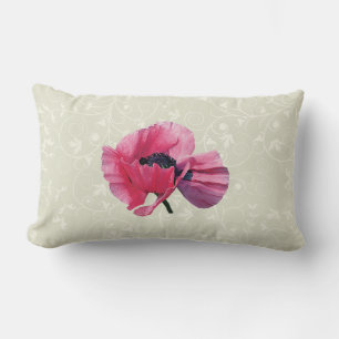 Coussin Rectangle Gros plan sur le pavot rose