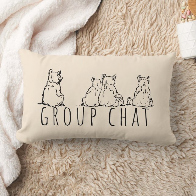 Coussin Rectangle Group Chat Cute Bears Cream (Couverture)