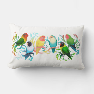 Coussin Rectangle Groupe de Lovebirds colorés