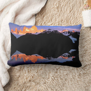 Coussin Rectangle Groupe Fitz Roy reflété dans les lacs glaciaires