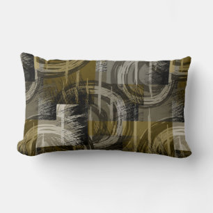 Coussin Rectangle Grunge Abstrait, brun monochrome