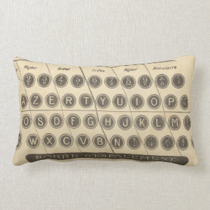 Coussin Rectangle Guide français vintage de machine à écrire