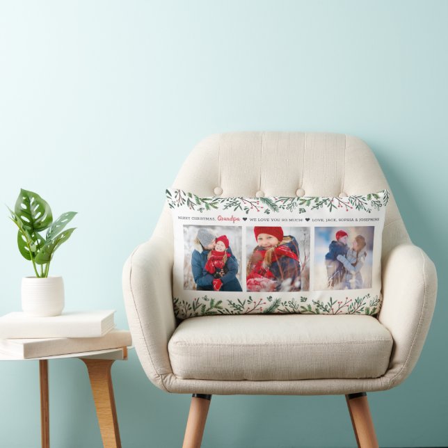Coussin Rectangle guirlandes de Noël verdure photo fête (Chaise)