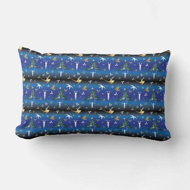 Coussin Rectangle Gymnastique masculine Snowflake sapin de Noël (Recto)