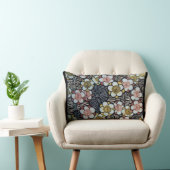 COUSSIN RECTANGLE HAIKU/ FLEURS DE PRINTEMPS JAUNE ROSE BLANC NOIR (Chaise)