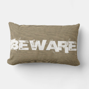 Coussin Rectangle Halloween Attention Burlap