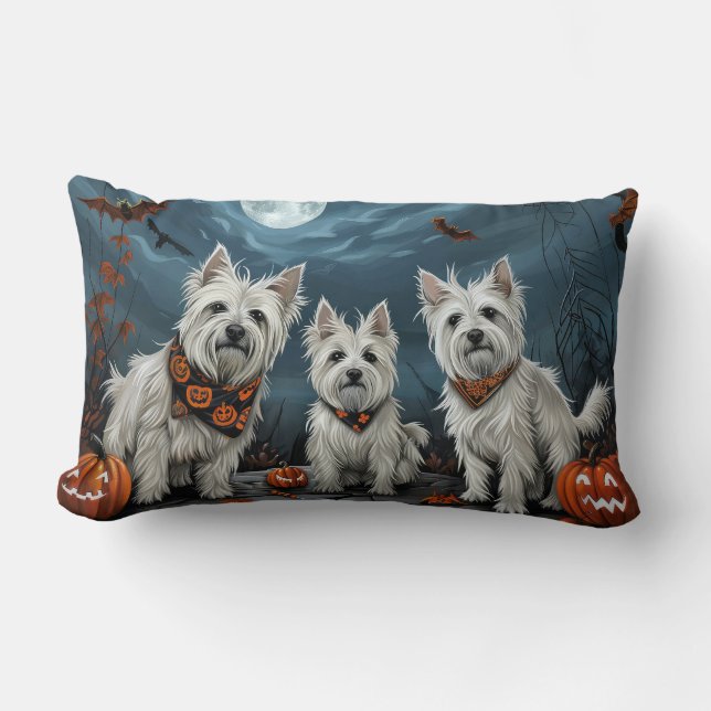 Coussin Rectangle Halloween Éffrayant West Highland (Recto)