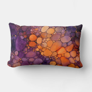 COUSSIN RECTANGLE HALLOWEEN NOIR VIOLET ORANGE ABSTRAIT