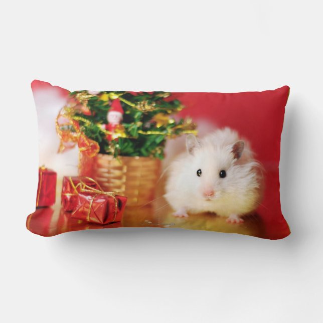 Coussin Rectangle Hamster Kokolinka avec l'arbre de Noël (Recto)