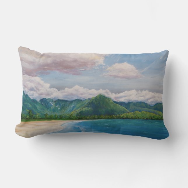 Coussin Rectangle Hanalei Bay Hawaii Peinture (Recto)