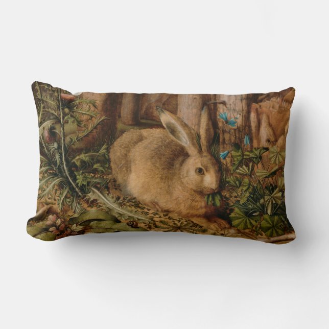 Coussin Rectangle Hans Hoffmann Un Lièvre Dans La Forêt (Recto)