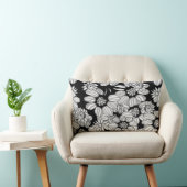 Coussin Rectangle Happy Floral Black & White Trendy Print (Chaise)