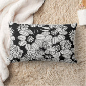 Coussin Rectangle Happy Floral Black & White Trendy Print (Couverture)