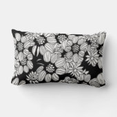 Coussin Rectangle Happy Floral Black & White Trendy Print (Verso)