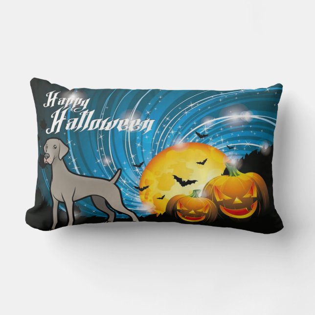 Coussin Rectangle Happy Halloween Weimaraner (Recto)