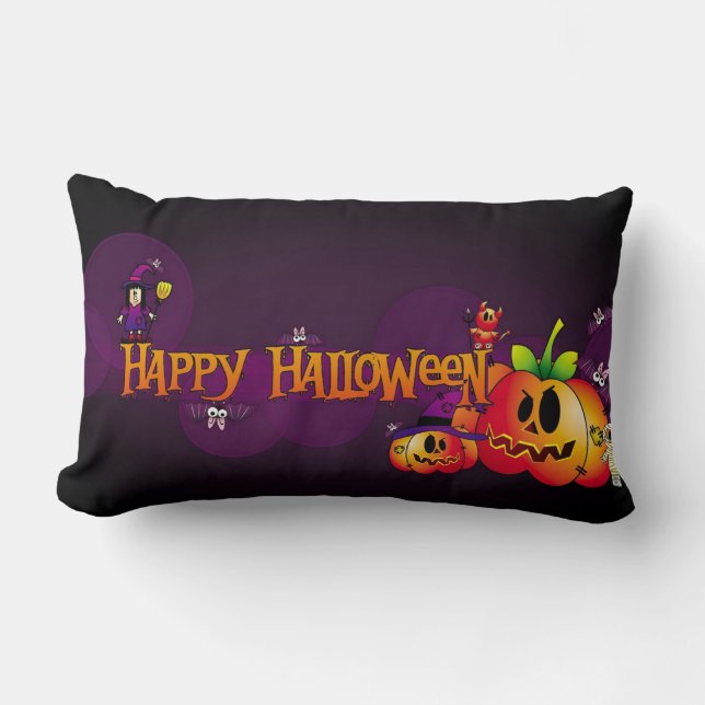 Coussin Rectangle Happy Haloween amis Éffrayants (Recto)