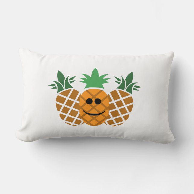 Coussin Rectangle Happy Pineapple Design - Polyester Throw Pillow, L (Recto)
